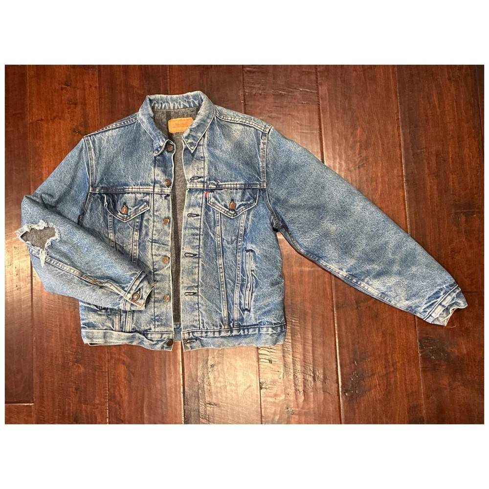 Vintage Levi's 70506 Trucker Jacket Mens 42 Blanket Lined Distressed USA